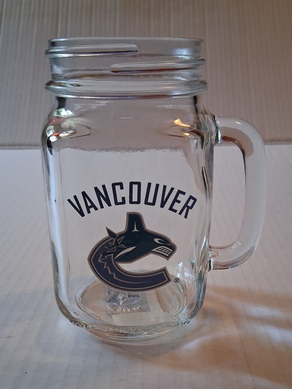 Vancouver NHL Glass Mason Mug with Handle - Clear